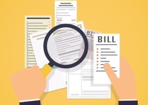 Animated hands holding bills and magnifying glass Infographic | EnableComp available through-out the United States.
