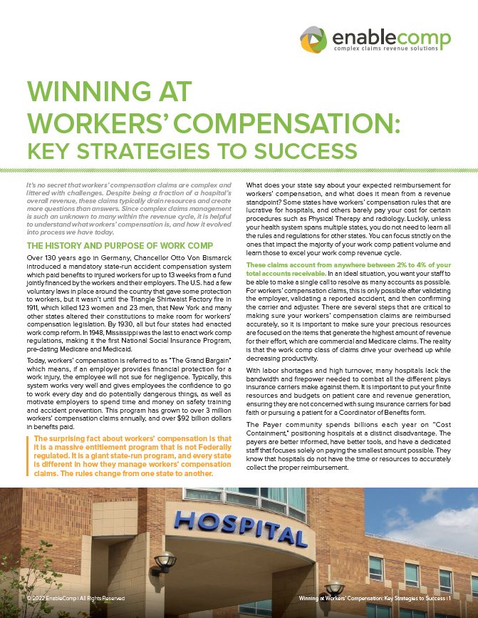 Winning at Workers Compensation Key Strategies to Success Document | EnableComp is available nationwide
