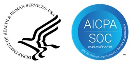 Department of Health and Human Services USA and AICPA SOC logos