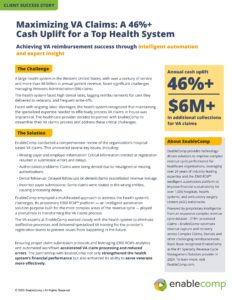 Maximizing VA Claims: A 46%+ Cash Uplift for a Top Health Syste